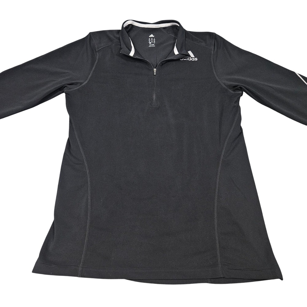 Adidas Climalite 1/4 Zip Pullover Medium Black Stretch Training Top Athleisure